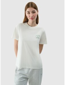 4F Regular Fit T-Shirt mit Print für Damen - creme - L