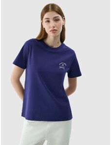 4F Regular Fit T-Shirt mit Print für Damen - dunkelblau - M