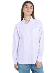 Tommy Jeans Damen Bluse Stripe Linen Shirt Hemdbluse, Violett (Lavender Flower / Stripe), L