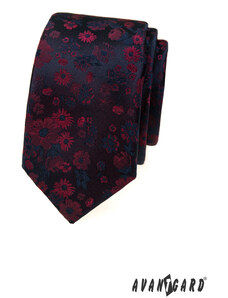 Avantgard Dunkelblaue Krawatte mit weinrotem Muster