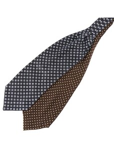 Tailor Toki Doppelmuster Seiden Krawattenschal In Braun & Marineblau