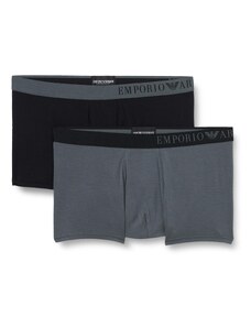 Emporio Armani Men's 2-Pack Soft Touch Bamboo Viscose Trunk, Black/Anthracite, X-Large