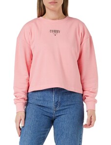 Tommy Jeans Damen Sweatshirt Essential Logo ohne Kapuze, Rosa (Tickled Pink), XL