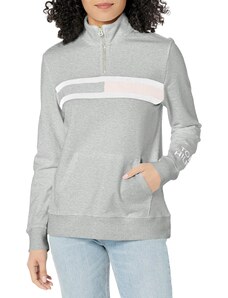 Tommy Hilfiger Damen Sweatshirt mit Logo Pullover, Stone Grey Heather, M
