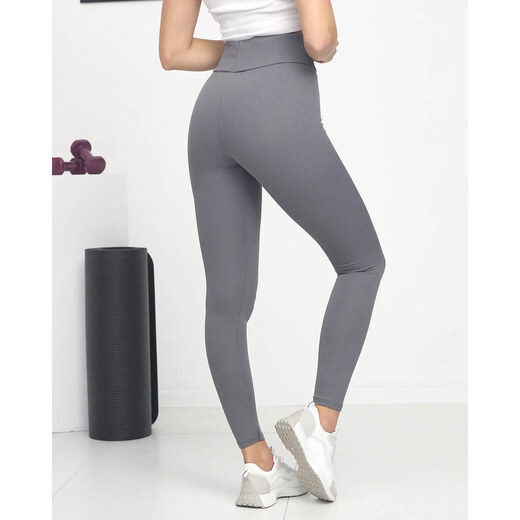 Harry Mood Hellgraue Ripp-Leggings für Damen mit Aufschriften