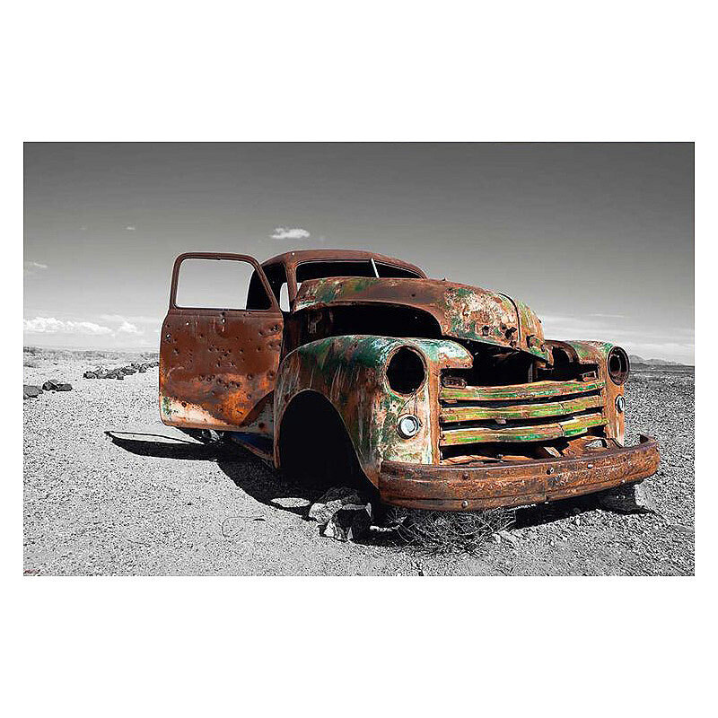 Wandbild Wrecked Truck 90/60 cm PREMIUM PICTURE grau