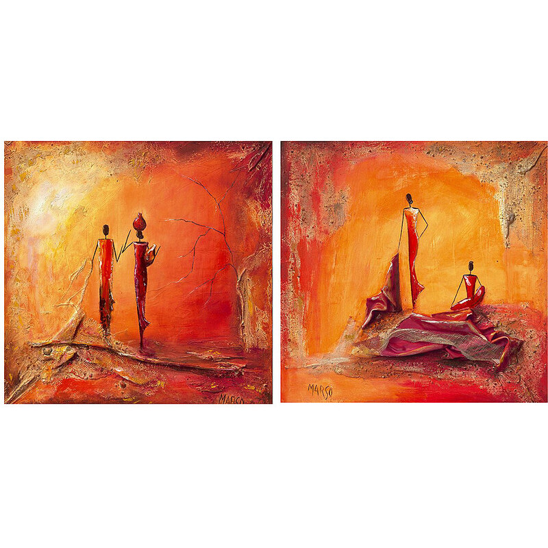 Wandbilder La couture und A l aube 2x 30/30 cm PREMIUM PICTURE rot