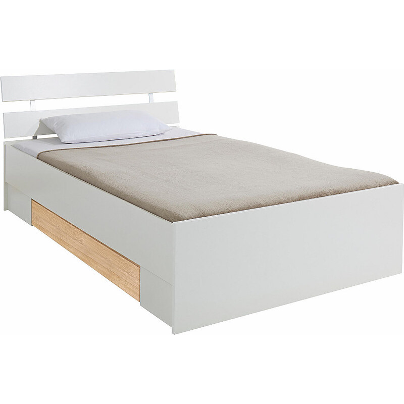 Bett mit Schubkasten Baur weiß/struktureichefarben hell