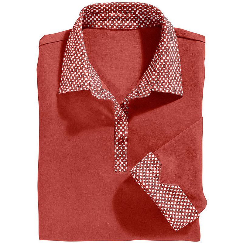 Damen Classic Basics Poloshirt mit Sternchen-Muster bedruckt CLASSIC BASICS rot 36,38,40,42,44,46,48,50,52,54