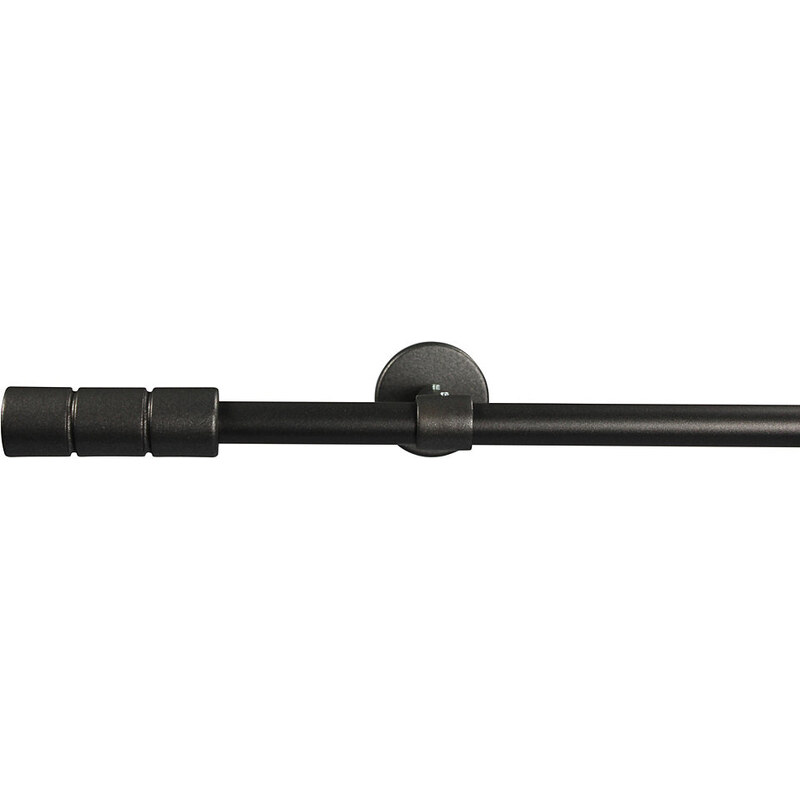Garesa Gardinenstange 16 mm Staura ohne Ringe mit geschlossenen Träger nach Maß schwarz