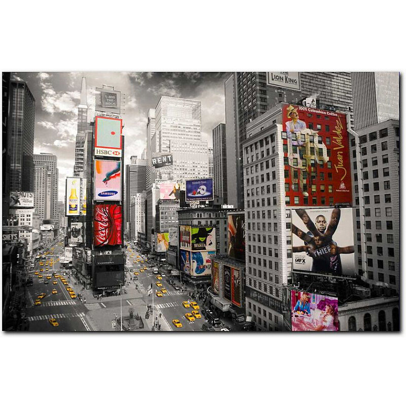 PREMIUM PICTURE Wandbild Times Square 90/60 cm grau