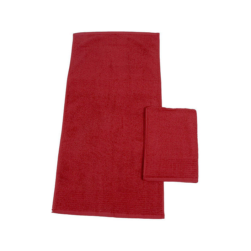 Handtücher Brillant feine Streifenbordüre Dyckhoff rot 2x 50x100 cm