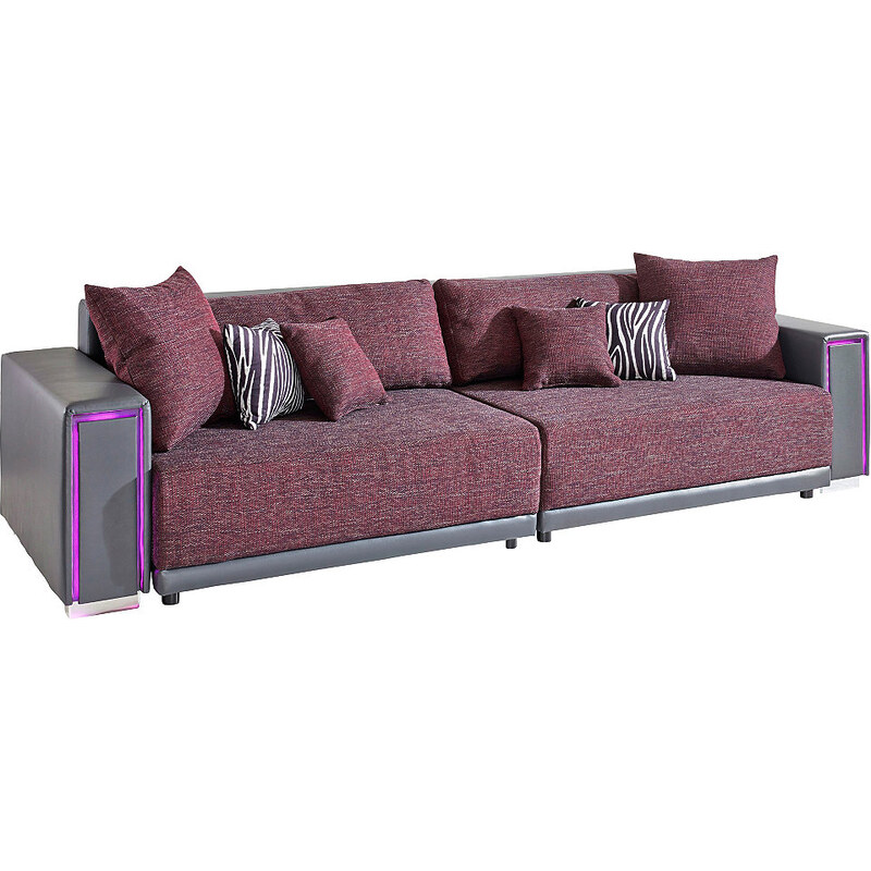 Big-Sofa inklusive RGB-LED-Beleuchtung Baur 500 (=schwarz/grau),506 (=weiß/grau),516 (=grau/violett)