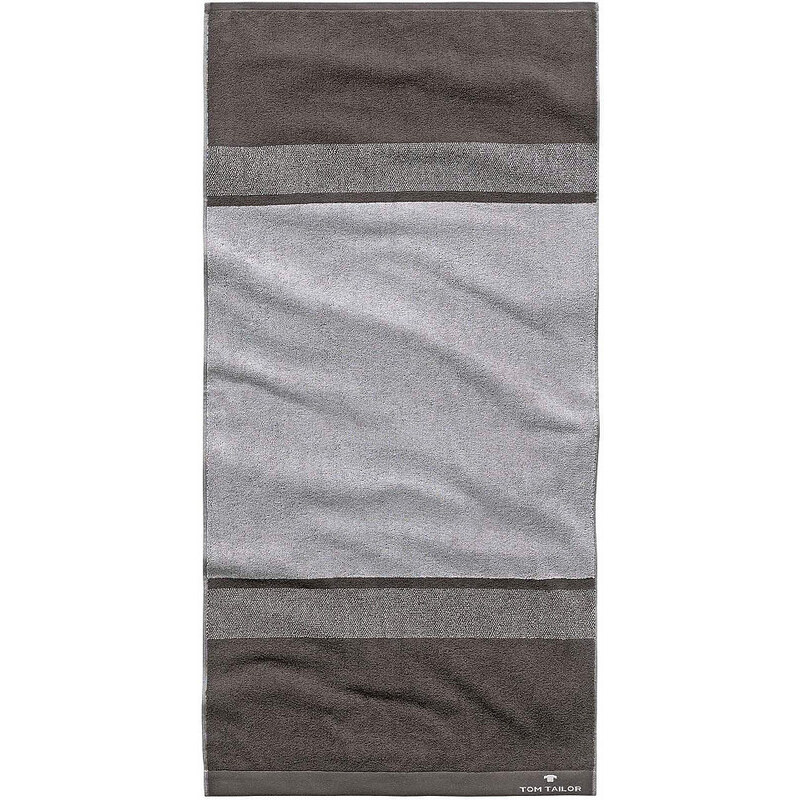 Badetuch Hugo mit breiten Streifen Tom Tailor grau 1x 70x140 cm