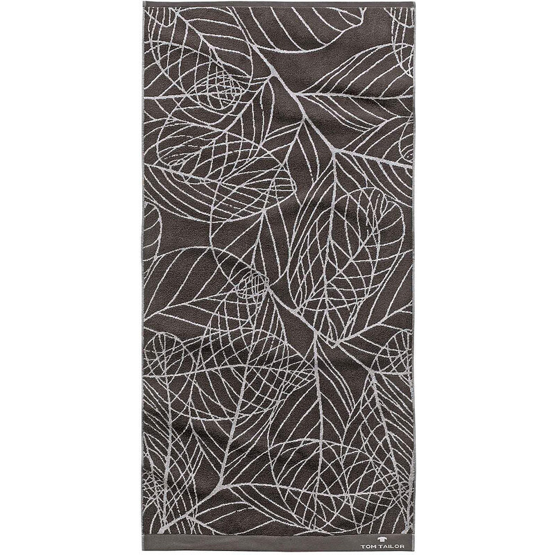Badetuch Leaves mit Blatt-Motiven Tom Tailor grau 1x 70x140 cm