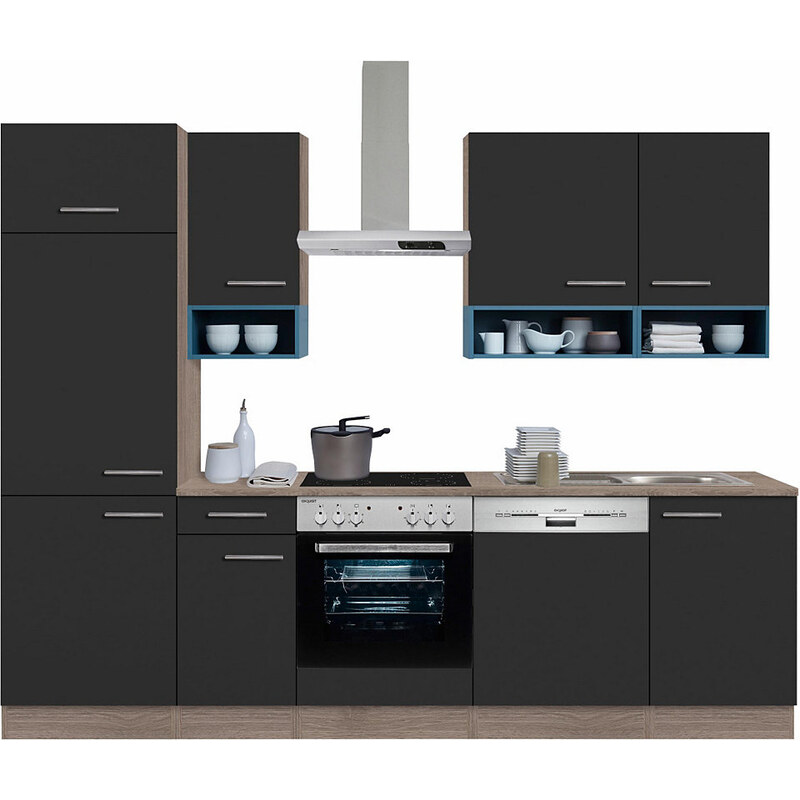 OPTIFIT Küchenzeile mit E-Geräten Korfu Breite 270 cm grau
