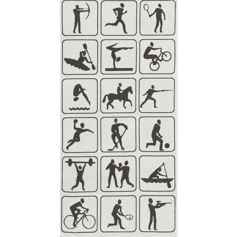 Egeria Strandtuch Activity mit Sport-Motiven grau 1x 75x160 cm