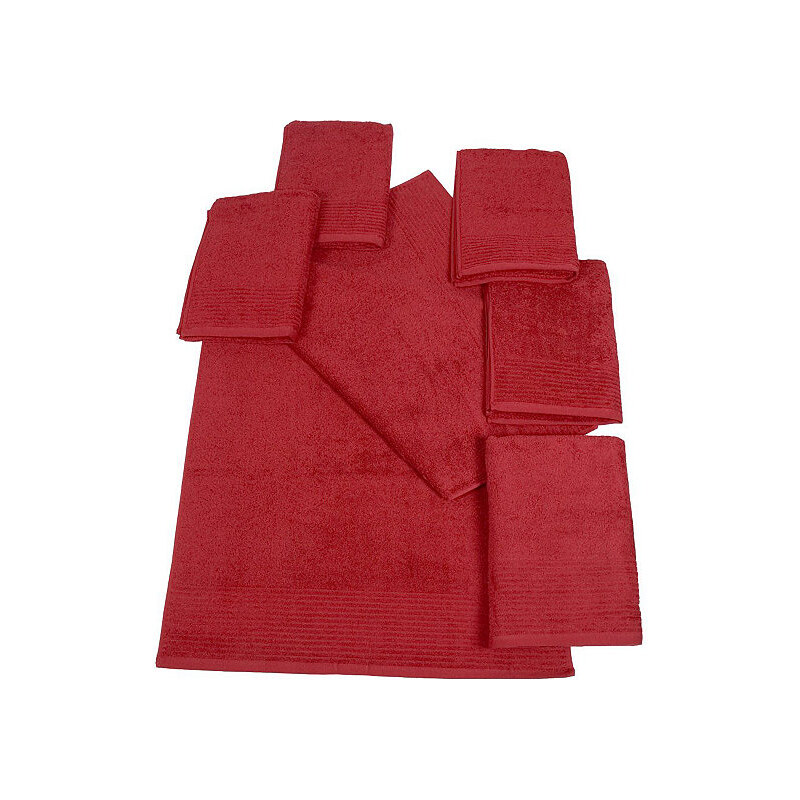 Dyckhoff Handtuch Set Brillant mit Streifenbordüre rot