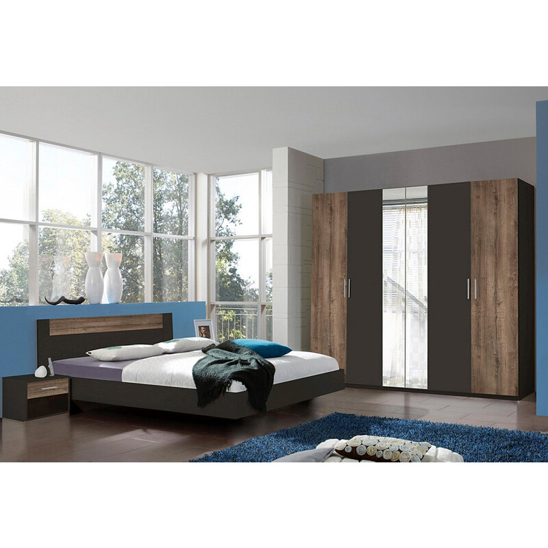 wimex Schlafzimmer-Set mit Drehtürenschrank (4-tlg.) lavafarben/schlammeichefarben