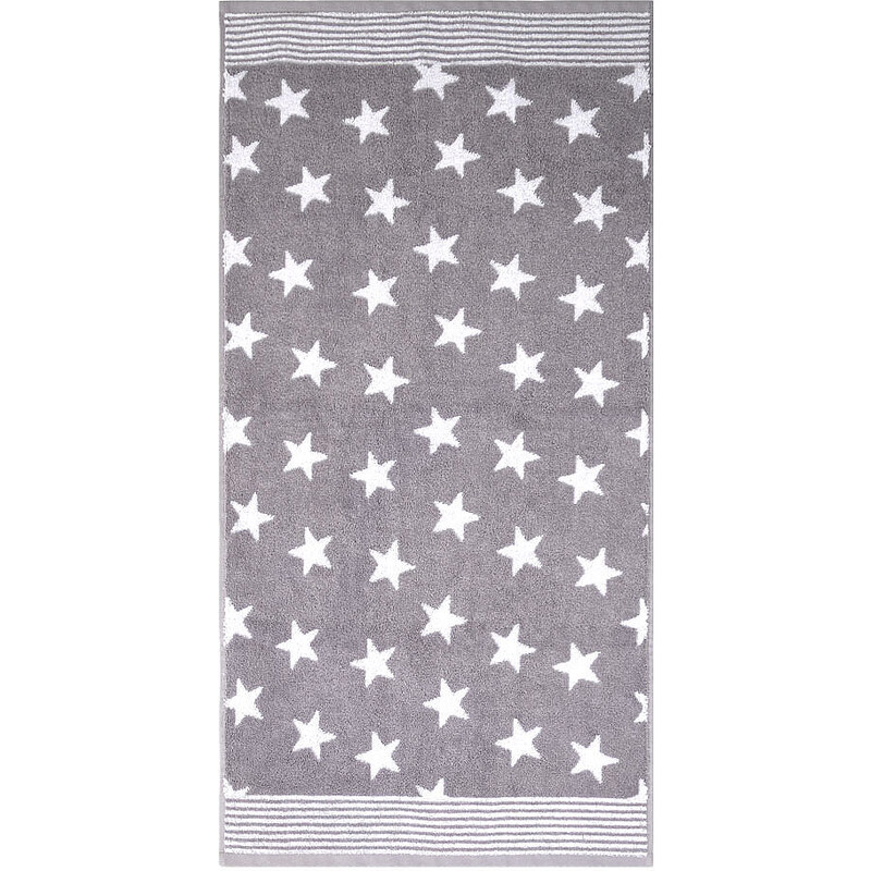 Badetuch Stars mit Sternen und Bordüre Dyckhoff grau 1x 70x140 cm
