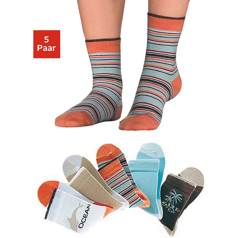 Farbenfrohe Socken (5 Paar) mit verstärkter Ferse & Spitze H.I.S orange 19-22,23-26,27-30,31-34,35-38,39-42