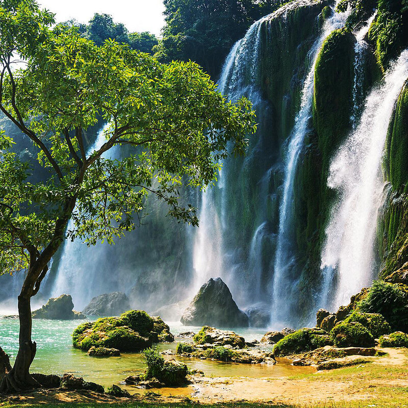 EUROGRAPHICS EUROGRAPHICS Glasbild Waterfall In Vietnam 50/50cm bunt