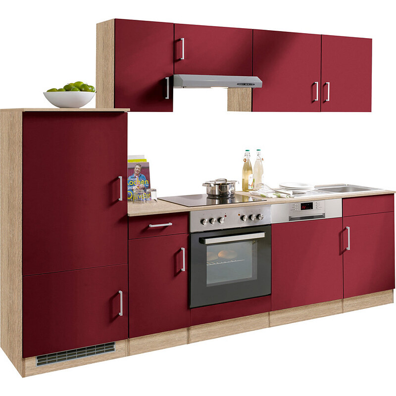 Küchenzeile Melbourne Breite 270 cm mit E-Geräten HELD MÖBEL rot