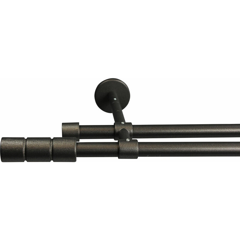 Gardinenstange 16 mm Staura ohne Ringe mit geschlossenen Träger nach Maß Garesa schwarz