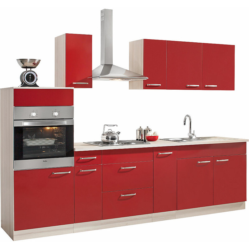Küchenzeile mit E-Geräten Basel Breite 280 cm Baur rot