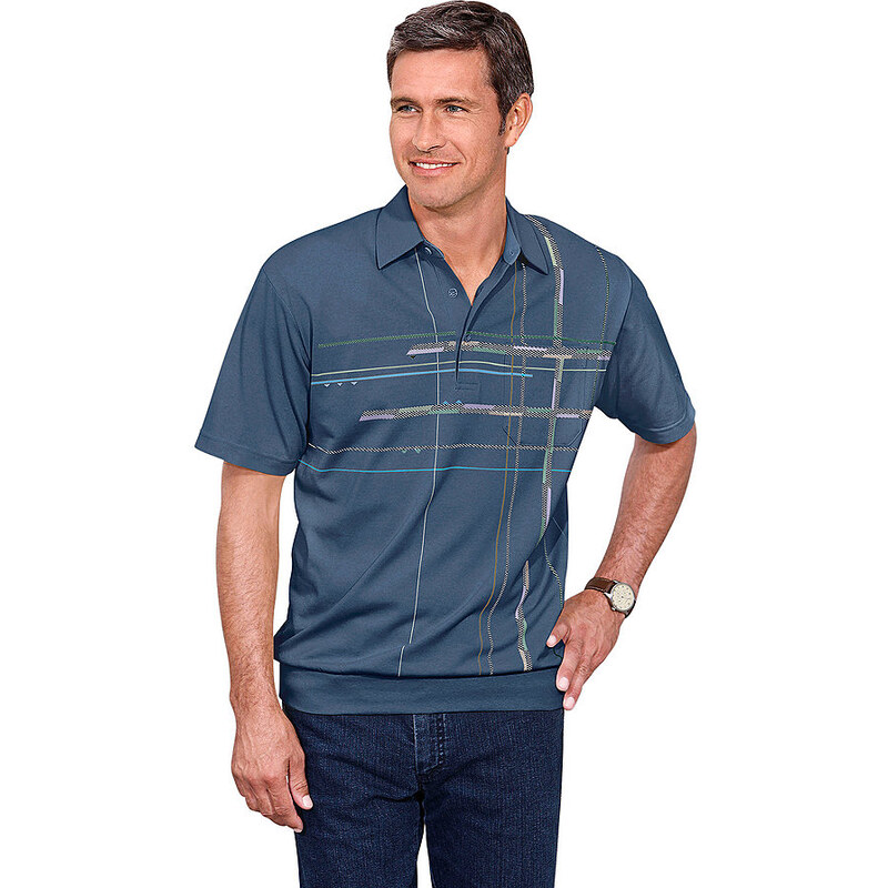 HAJO Shirt mit grafischem Druck im Vorderteil blau 44/46,48/50,52/54,56/58,60/62,64/66