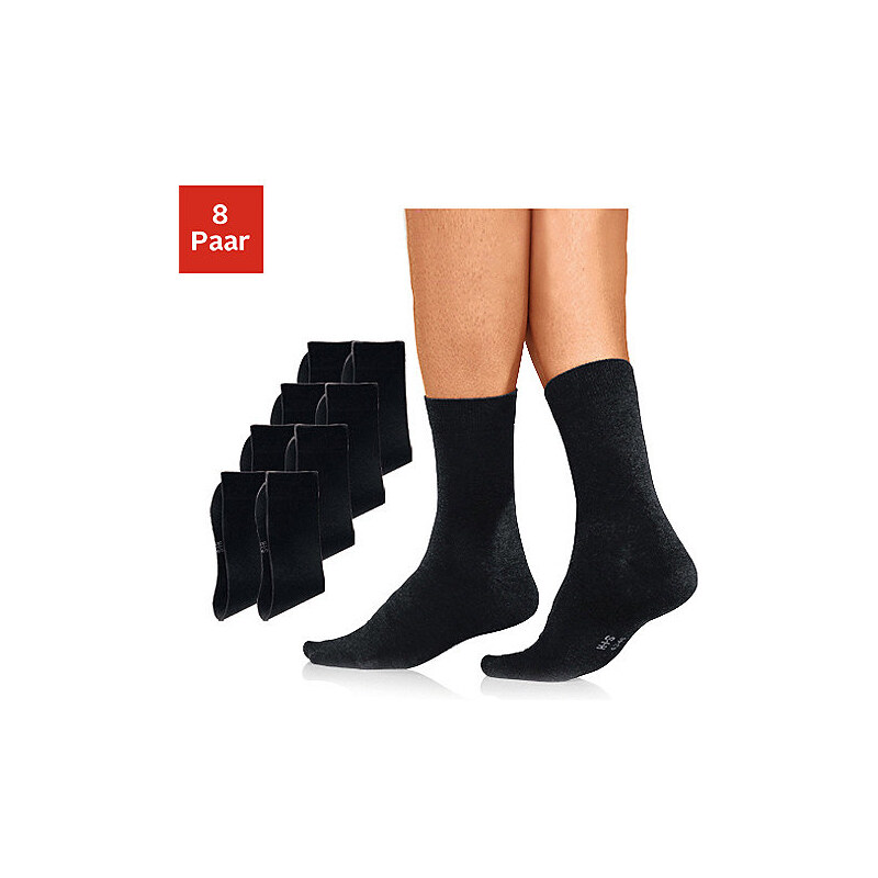 H.I.S Basic-Socken (8 Paar) mit hohem Baumwollanteil schwarz 39-42,43-46,47-48
