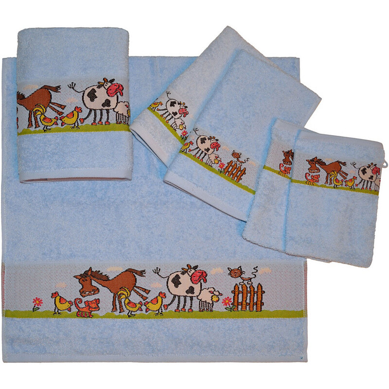 Dyckhoff Handtuch Set Pferd mit Bauernhof Tieren blau