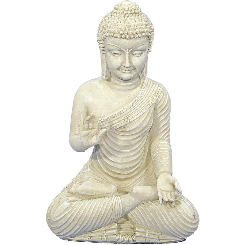 Dekofigur Buddha im Lotussitz HOME AFFAIRE weiß
