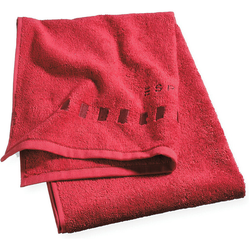 Badetuch Solid mit Bordüre aus Rechtecken Esprit Home rot 1x 70x140 cm