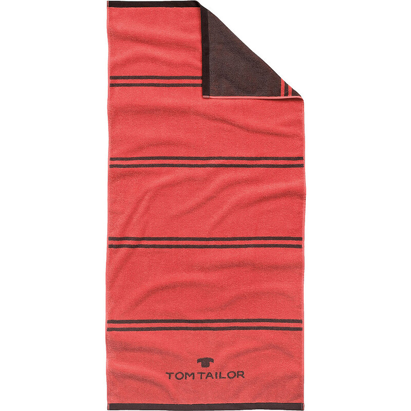 Badetuch Sport-Tuch mit Jaquard-Logo Tom Tailor rot 1x 70x150 cm