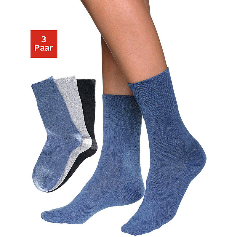 ROGO Diabetiker-Socken (3 Paar) für sehr empfindliche Füße blau 35-38,39-42,43-46