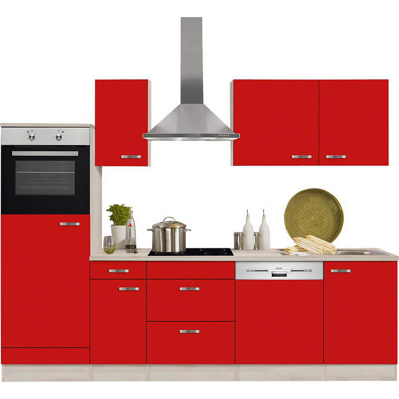 Küchenzeile mit E-Geräten Faro Breite 270 cm OPTIFIT rot