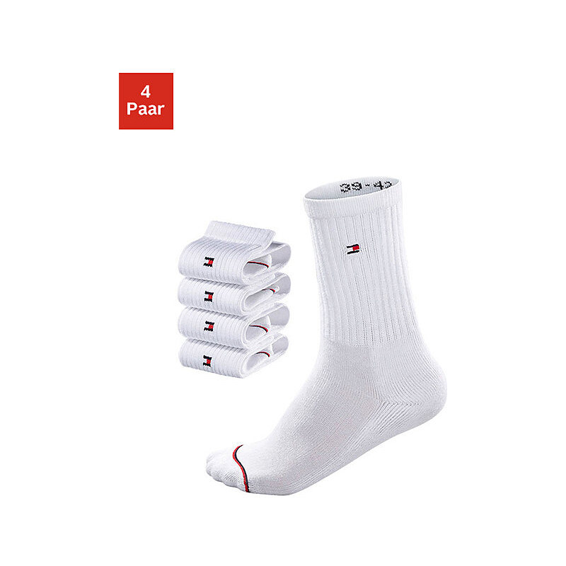 Tommy Hilfiger Klassische Socken (4 Paar) mit Fußfrottee weiß 39-42,43-46,47-49
