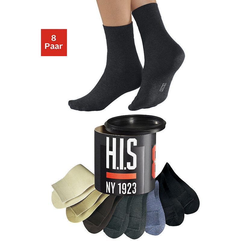 H.I.S Socken (8 Paar) Erdtöne in der Geschenkdose braun 35-38,39-42,43-46,47-48