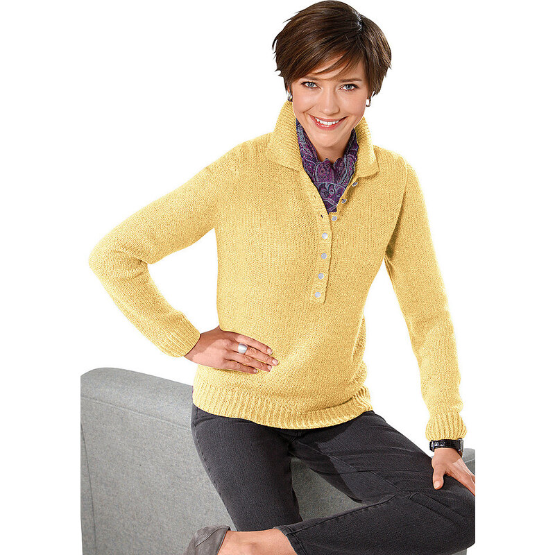 Damen Classic Basics Pullover in weicher Bouclé-Qualität CLASSIC BASICS gelb 38,40,42,44,46,48,50,52,54