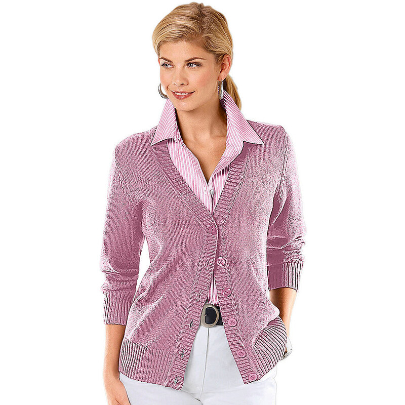 Damen Collection L. Strickjacke in fully fashioned -Verarbeitung COLLECTION L. rosa 36,38,40,42,44,46,48,50,52,54