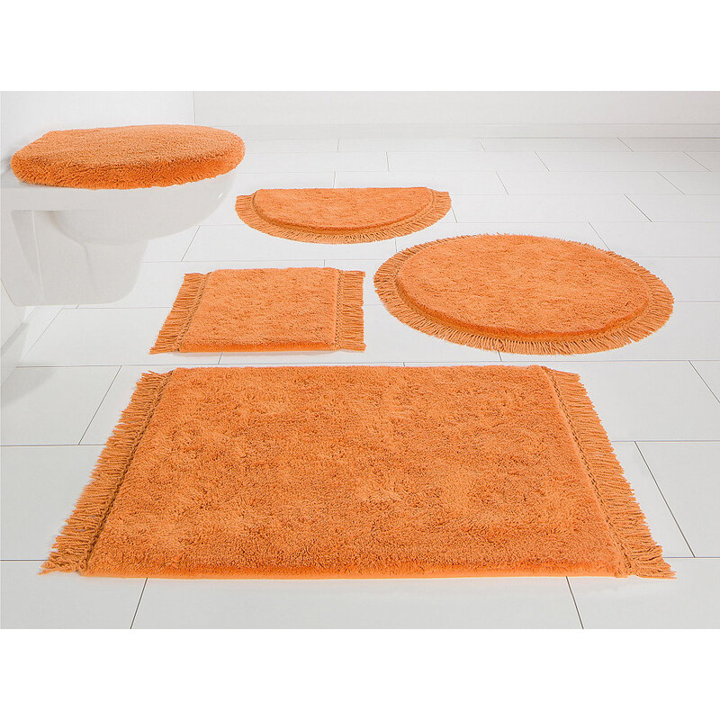 Badematte Halbrund Collection Finca Bio-Baumwolle Höhe 16 mm rutschhemmender HOME AFFAIRE COLLECTION orange 8 (halbrund 50x70 cm)