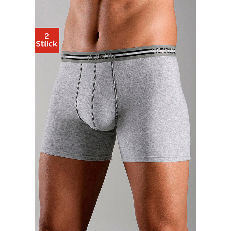 Boxer (2 Stück) moderne Retro Pants in normaler Passform tolle Baumwoll-Stretch-Qualität SLOGGI grau 4,5,6