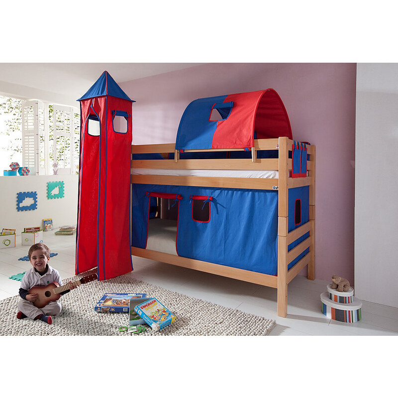 Kinder Einzel-/Etagenbett Set 4-tlg. RELITA blau/rot