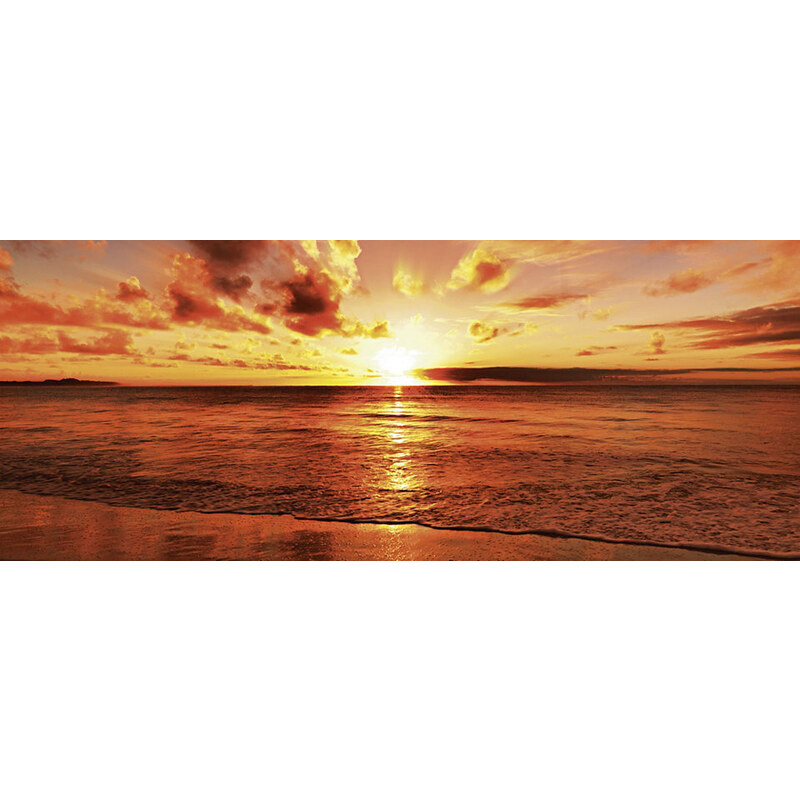Glasbild idizimage: Schöner tropischer Sonnenuntergang am Strand 125/50 cm HOME AFFAIRE orange