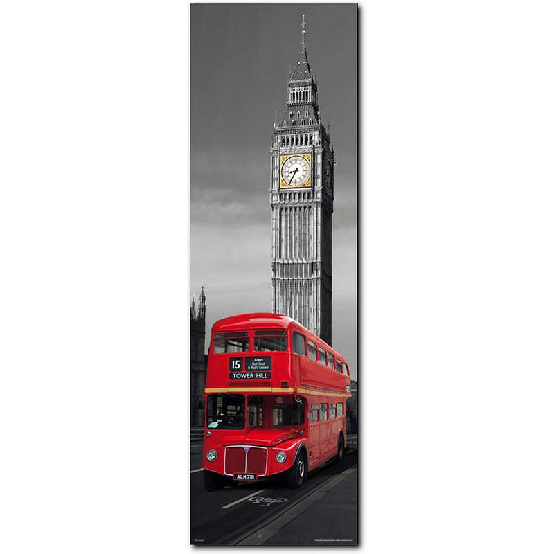 PREMIUM PICTURE Wandbild London Red Bus 30/90 cm grau