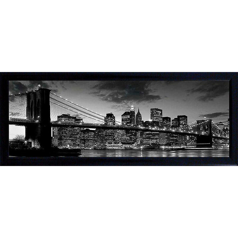 Schattenfugenbild Brooklyn Bridge/New York 90/60 cm PREMIUM PICTURE schwarz