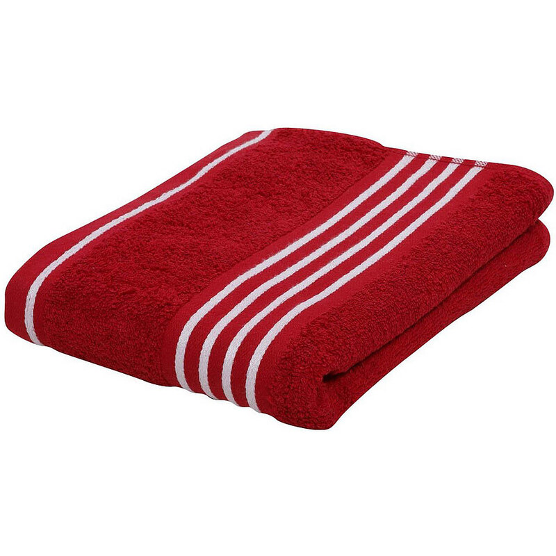 Handtücher mit frischer Streifenbordüre GÖZZE rot 2x 50x100 cm