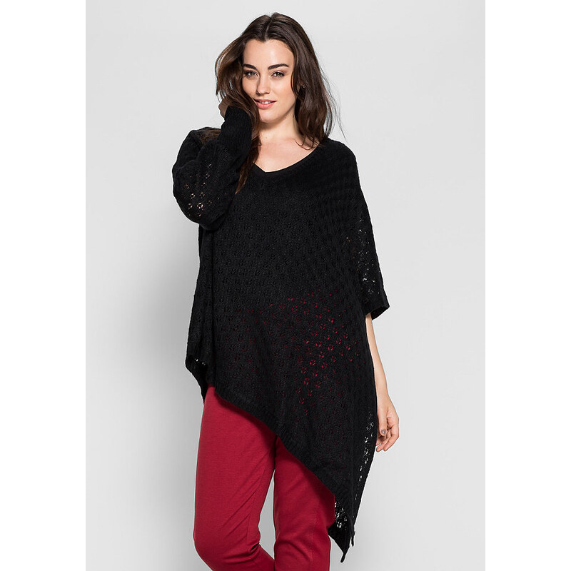 Damen Style Pullover in Poncho-Form SHEEGO STYLE schwarz 40/42,44/46,48/50,52/54