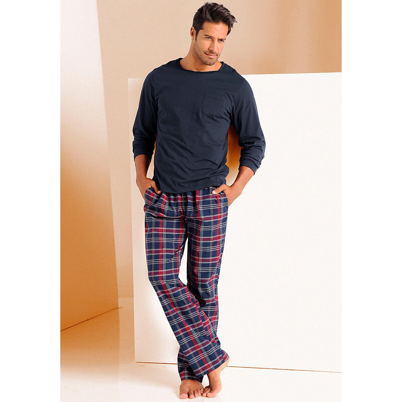 RED LABEL Bodywear Pyjama lang mit Karohose S.OLIVER RED LABEL blau 44/46,48/50,52/54,56/58,60/62